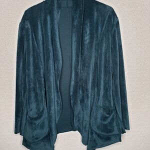 Simply Noelle Velvety Green Open Front Soft Cozy Lagen Look Cardigan sz S